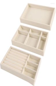 Storage Boxes Velvet Jewelry Display Tray Case S Stackable Exquisite Jewellery Holder Portable Ring Earrings Necklace Organizer Bo2078577