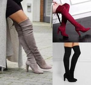 H 48 cm Winter Women Fashion Boots High Heels Overtheknee Faux Suede Thicken Slipon Long Boots Dress Shoes Large Size Eu 3543 3268360