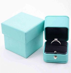Luxury Romantic Blue Welion Gioielli Gift Box Box Box Box Box Box Ringer Organizzatore anello di stoccaggio per matrimonio Proponga H2205104735