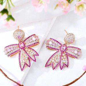 Dangle Earrings GODKI Sweety Bohemian Bowknots For Women Wedding Cubic Zirconia Dubai Bridal Costume Jewelry 2024 Summer Party