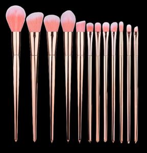 12st Rose Gold Makeup Borstes Set Powder Foundation Blusher Face Make Up Brush Contour Concealer Blush Lip Eyeshadow Eyebrow Beau4887704