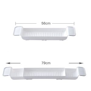 バスタブトレイ拡張可能な排水シャワー保管棚調整可能な多機能オーガナイザーバスルームキッチンストレージ用ラック