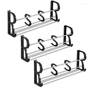 Hooks Hx5b 3st över dörrskoet Rack Arrangör Rostfritt stål Lagringshylla Väggmonterad hängare för entré nr