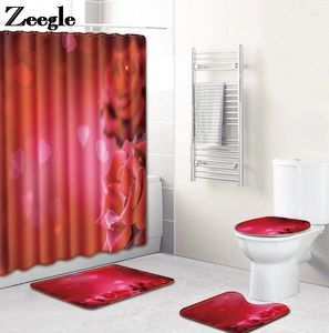 Tappetini da bagno tappetino in flanella e doccia set di vano per San Valentino Tappeto tappeto tappeto a U piede non slittata per bagno