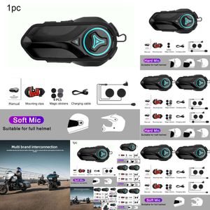 新しい2024カーエレクトロニクスモーターサイクルインターコムヘルメットヘルメットヘルメットBluetoothインターホン2人用IP67防水ワイヤレス通信ヘッドフォン