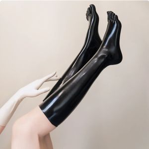 In gomma in latex 3d a 5 dita calzini calzini feticcio black long ginocchio medio club abbigliamento per uomini e donne