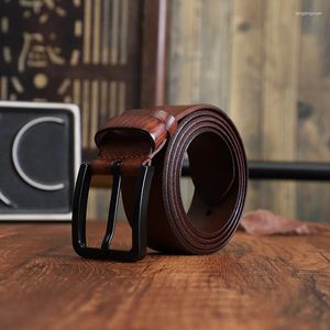 Bälten Partihandel Mäns legeringsstift Buckle Belt Top Layer Läder Casual Fashion Tie-in Designer Luxury