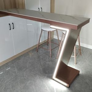 Mesas de barra de lajes de rock com lâmpada Nórdica Móveis de cozinha leve Luxo varanda de luxo de lazer de lazer longa mesa de restaurante em casa mesa