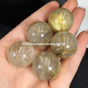 Mini Round Gold Gold Rutile Quartz Crystal Sphere