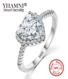 Yhamni Fashion Romantic Heart Ring Original 925 Sterling Silver Wedding Gioielli Diamond Crystal Promise Anelli per donne Kyra0136444018815