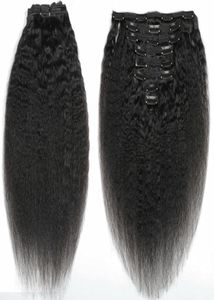 Capelli dritti afro dritti clip non trasmessa nelle estensioni dei capelli 120 grammi di capelli umani mongoli afroamericani remy clip neri naturali 5456629