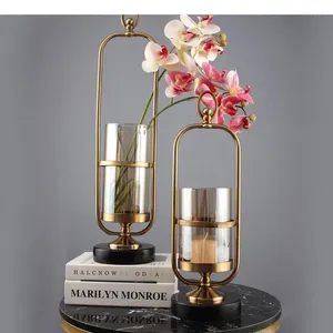 Vases Brown Glass Metal Tabletop Vase Decorative Ornaments Two-piece Flower Arrangement Home Accessories Crafts Terrarium