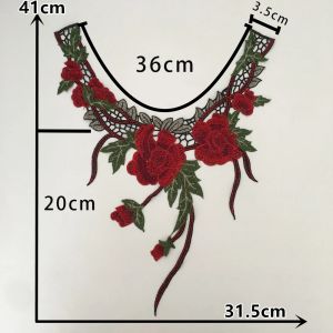 Red polyester embroidery hollowed out Collar shape sewing lace Wholesale sales 1-10 pieces DIY decorative clothing accessories