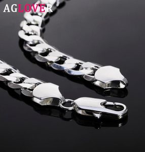 AGLOVER 925 Sterling Silver Cuban Chain 12MM 18202224262830 Inch Side Chain Necklace For Woman Man Fashion Jewelry Gift4743658