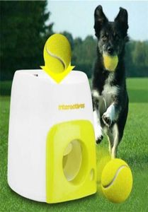 Hund Tennis Ball Thrower Pet Chewing Toys Automatic Throw Machine Food Reward Teeth Chew Launcher Spela Toy 21111115607088