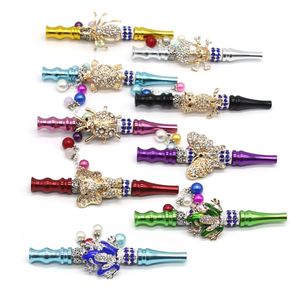 Bunte Metall Stumpfgelenkhalter Shisha Mundstück Rauch Mundtip Tipps für Shisha mit Bling Bling -Schmuck Tropfzubehör