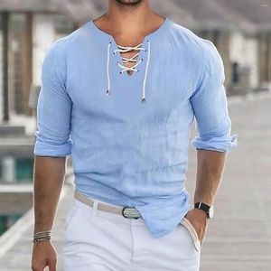 Camicie casual da uomo Trar cravatta da uomo semplice design comodo a colori solidi bendaggi a maniche lunghe Para Hombres