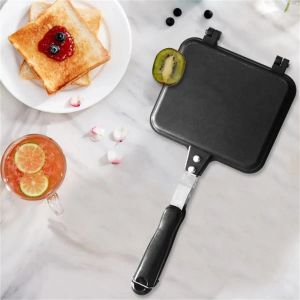 Double Sided Frying Pan Sandwich Maker Non-stick Grilled Sandwich and Panini Maker Pan with Handle Aluminum Flip Pan