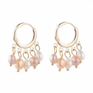 Dangle Earrings Kissitty 10 Pairs Golden Seashell Color Natural Pearl For Women Hoop Jewelry Findings Gift