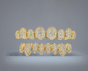 Hip Hop Jewelry Hipsters Diamond Diendes Grillz dentes gelados de dentes da boca CZ Grillz Caps de fundo de grade inferior masculino Irregular5969132