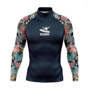 Kvinnors badkläder 2024 Men's Long Sleeve Rash Guard Swim Surf T-shirts Basic Skins Swimsuit Beach Tight Shirt Upf 50 Surfing Gymkläder