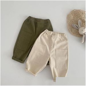 Calça calças calças de calça coreana Button Autumn Butters MacCão grande Pocket Boys Drop Deliver