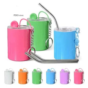 3Oz New 2024 Mini Tumbler Sublimation Glass With Lid Keychain Metal Straw Shot Glasses Express Lg34 Es 0422 0412 es