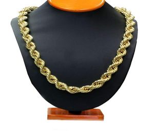 Mode 8mm 10mm Hip Hop Rope Chain Halsband 18K Guldpläterad kedjehalsband 24 tum för män B028876504