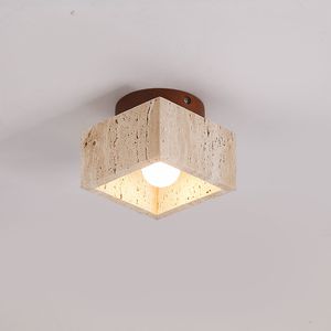 LED -Deckenlampe Nordic Modern Downlight Quadrateinstein Holzcreme -Stil Oberfläche nach Licht für Veranda Balkon Korridor