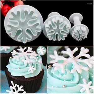 Decoração de festa 3pcs/set Christmas Snowflake Cutter Cutter FONDANT BOLE