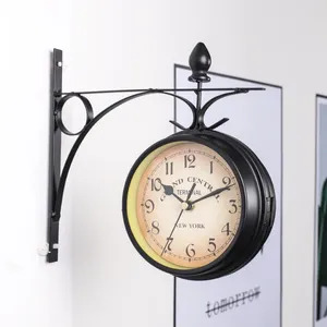 Wall Clocks Clock Battery Operated Mounting Retro Double-Sided Silent Antique For Living Room Bedroom