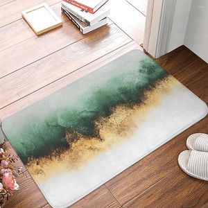 Bath Mats Green And Gray Double Oil Painting Entrance Door Mat Living Room Non-Slip Floor Carpet Bathroom Doormat Kitchen Rugs