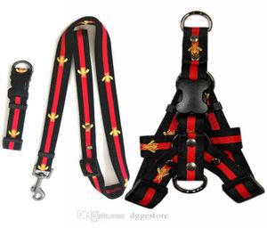 Nylon Dog Collars Leashes Set Designer Dog Leash Harnesses Embroidery Bee Pet Collar and Pets Chain for Small Medium Large Dogs Ca2464565