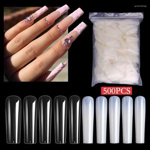 FALSE NAILS PACK AV FULL COVER XXL LONG COFFIN PRESS ON TIPS FÖR EXTRA CLEAR DROP