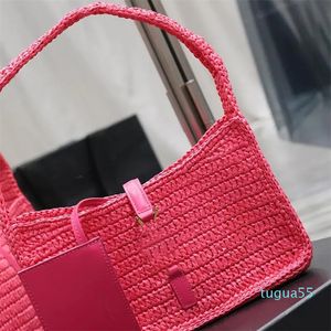 Bolsa de palha de palha de verão, designers de praia de praia, bolsas de ombro femininas de luxo tecido lafite card card bolsas de moeda de moda versátil