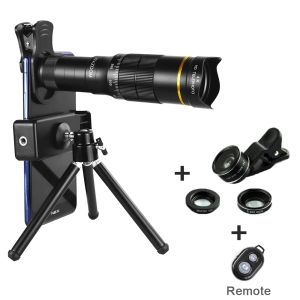 Lente 32x Telescópio Lens 4K HD Universal Telefoto Câmera de telefone para smartphone 4in1 Kit de lente de peixe de peixe de peixe amplo incluir tripé