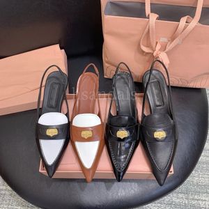 Luxury Dress Shoes Designer Elegant Summer Slingback Pumps MM Leather Gold Sandals Shoes for Women Footwear Women High Heels Party Wedding shoe