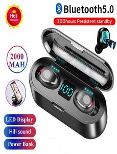 1 PCS F9 TWS Earphones Wireless Bluetooth 50 HIFI Earbuds Stereo Bass headset With MIC 2000mAh Rechargeable PK i10 i12 i111199265