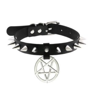 Spike punk choker krage för tjej goth pentagram halsband emo halsband cosplay chocker gotiska tillbehör2669208