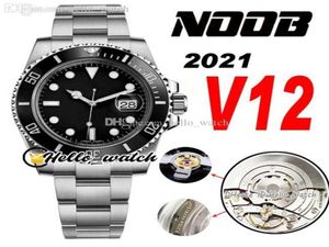 2021 N V12 116610 SA3135 Homens automáticos assistem Black Ceramics Bezel e Dial Bracelet 904L Aço Ultimate Super Edition Correto Sh9466657