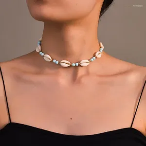 Choker Summer Sprzedaj naszyjnik na morze dla kobiet kazorki plażowe bohemian lina cowrie z koralikami naszyjniki biżuteria ręcznie robiona kołnierz