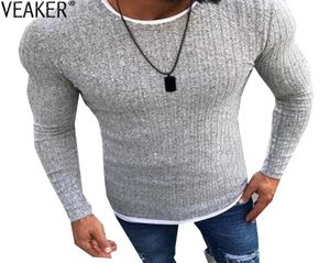 2018 Men39s Autumn Sexy Chuda Sweater Solidne dzianiny Cienkie swetry Oneck Slim Fit Pullovers Plus Size S5XL9155812