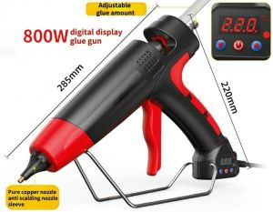 Gun 800W Professionell Hot Melt Lim Gun Digital justerbar temperatur Kopparmunstycke 11 mm Lim Sticks Industrial Tools Silicone Gun