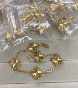 CL0VE FOUT LEAF Clover Bransoletka Naszyjka kolczyka T0P Jakość Naturalna frytylaryczna klejnot biżuterii zestaw biżuterii 18K Gold Officio4468455