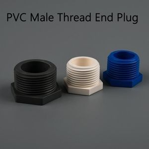 1pc 20/25/32/40/50/63mm PVC PVC Male Thread Plug Plug Acessórios Conectores Tubo de água Aquário Aquário Tubo de plugue de parafuso