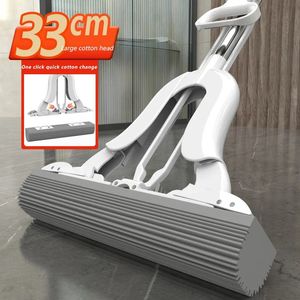 Sponge Mop System with Collapsible Bucket Home Tile Floor Bathroom Cleaning Squeegee and Extendable Telescopic Long Handle 240412