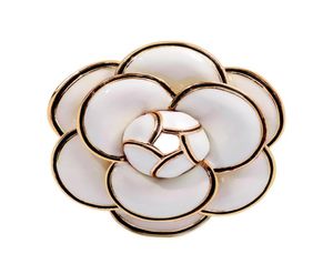 Designer Camellia Brooches High Quality Enamel Flower Brooches Multilayer Petals Pins Fahsion Jewelry Gifts for Men Women White B1968980