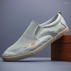 Casa -Schuhe atmungsaktive Sommer Schnürung flache koreanische Version des Trend -Herren -Leinwand BD24052