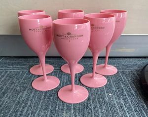 Copos rosa de vinhos de plástico para garotas Drinkware de casamento de festas inquebráveis White Champagne Flutes Cluble