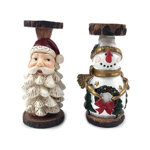 Jul Santa/Snowman Candle Holder Harts Candle Stand Decor for Home Romantic Dinner Dining Table Decoration